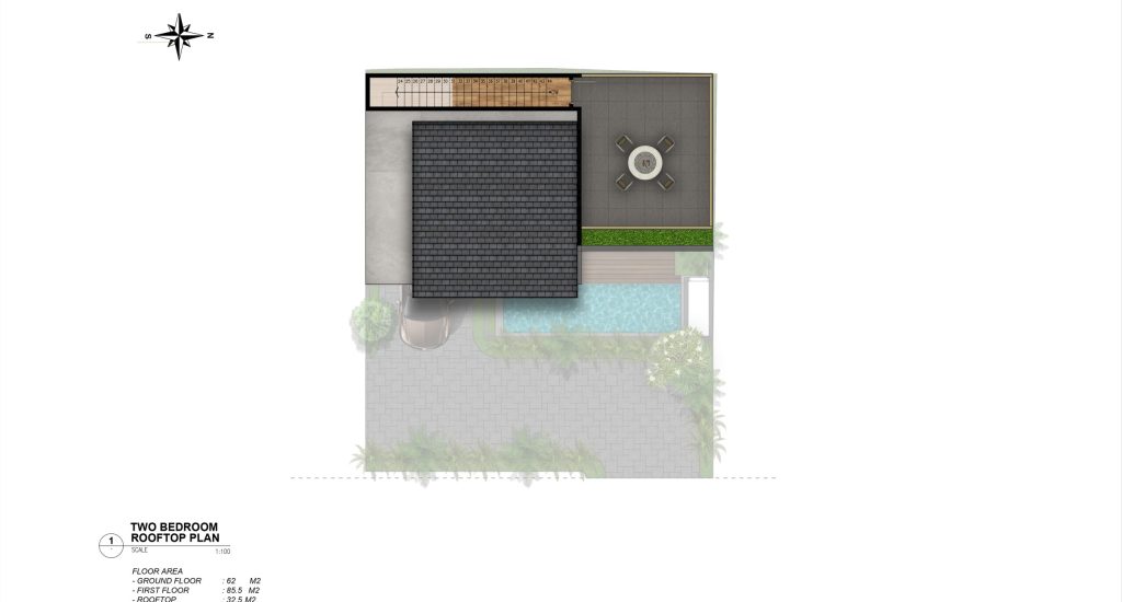 00 TWO BEDROOM - ROOFTOP PLAN