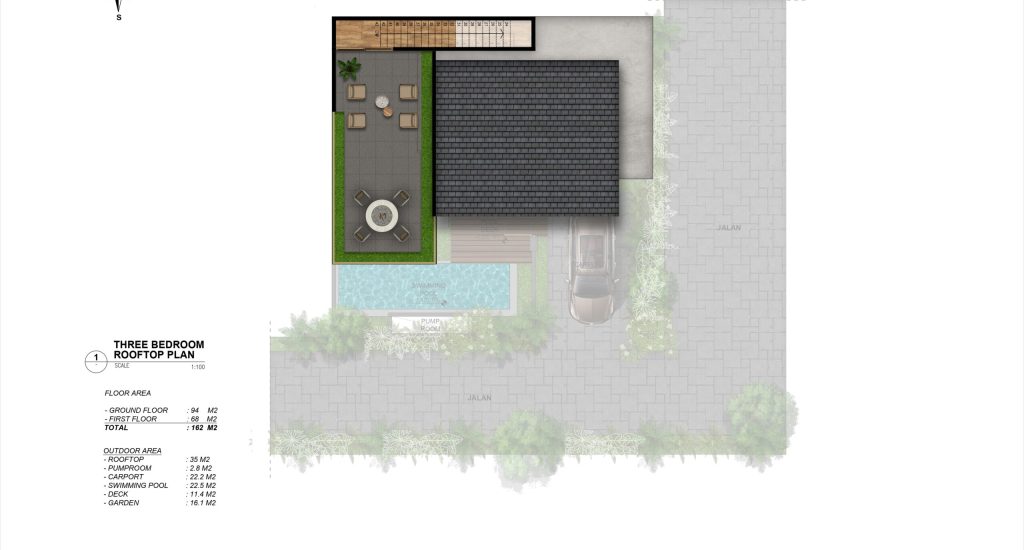 01 THREE BEDROOM - ROOFTOP PLAN